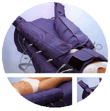 paciente acostado con equipo de presoterapia recibiendo tratamiento